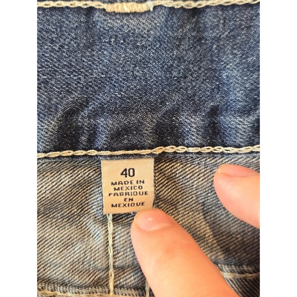 True Religion Straight Jeans Mens 40 Blue Medium Wash Horseshoe Flap Pocket
